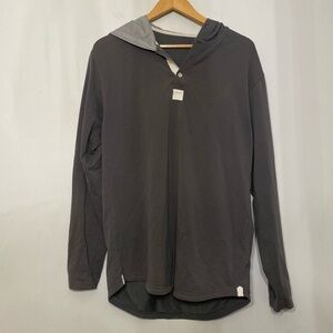 BYLT Men's Drop Cut Lux Hooded Henley Charcoal Gray‎ Medium Stretchy Lightweight